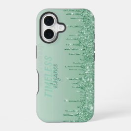 Glitterende verf druppel Mintgroene glamour esthet iPhone 16 Hoesje