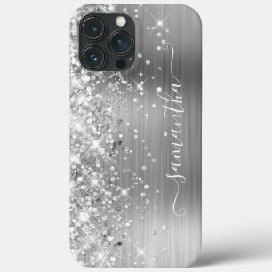 Glitterende Zilveren Folie Moderne Meisjesachtige iPhone 13 Pro Max Hoesje