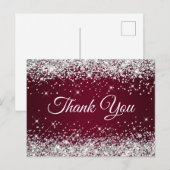 Glitterende Zilveren Glans Bourgondië Dank Je Briefkaart (Voorkant / Achterkant)