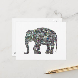 Glitterende zilveren mozaïek glinsterende Olifant Briefkaart