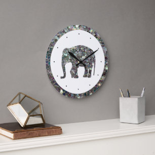 Glitterende zilveren mozaïek glinsterende Olifant Grote Klok
