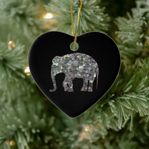 Glitterende zilveren mozaïek glinsterende Olifant Keramisch Ornament