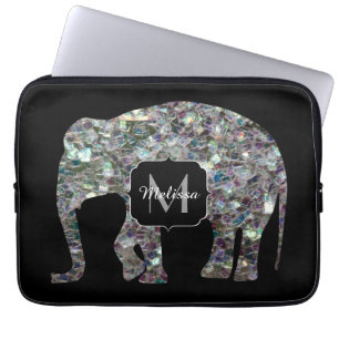 Glitterende zilveren mozaïek glinsterende Olifant Laptop Sleeve