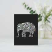 Glitterende zilveren mozaïek olifant briefkaart (Staand voorkant)