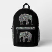 Glitterende zilveren mozaïek Olifant Monogram op z Bedrukte Rugzak (Voorkant)