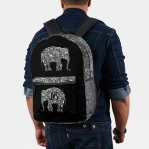 Glitterende zilveren mozaïek Olifant Monogram op z Bedrukte Rugzak