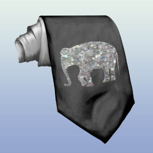 Glitterende zilveren mozaïek olifant stropdas