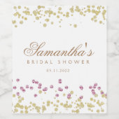 Glitterfeest roze en gouden bruidsdouche wijn etiket (Enkel label)