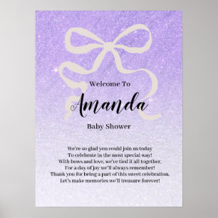 Glittergradiënt coquet lint Welkom Baby Shower Poster