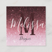 Glittergradiënt voor gepersonaliseerd roos vierkante visitekaartje (Voorkant)