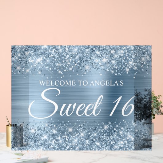 Glitterie Léger Bleu Foil Douce 16 (Mariage)