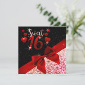 Glitterie noire et rouge 16 Invitations (Debout devant)