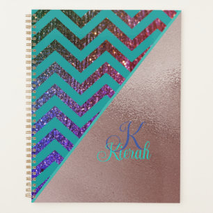 Glitterie rose Gold Foil Chevron Turquoise Green G