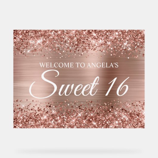 Glitterie Rose Gold Foil Sweet 16 (Recto)
