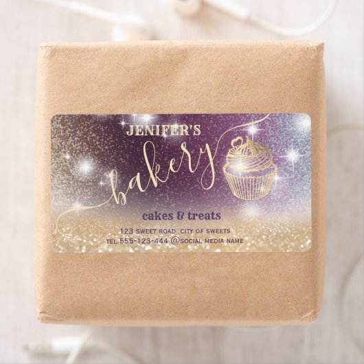 Glitterie sprankelende gouden cupcake chef script  etiket (Insitu)