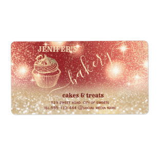 Glitterie sprankelende gouden cupcake chef script etiket