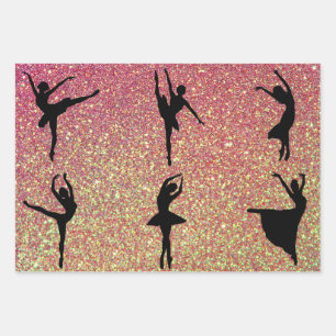 Glitterig Ballet Dans Ballerina Dancer Inpakpapier Vel