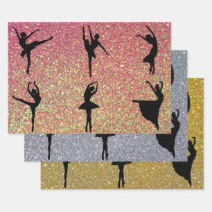 Glitterig Ballet Dans Ballerina Dancer Inpakpapier Vel
