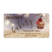 Glitterig  cupcake chef script bakkerij etiket (Voorkant)