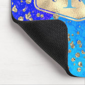 Glitterig dromerig blauw monogram gepersonaliseerd muismat (Hoek)
