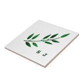 Glitterig Emerald Groen Blad Monogram Gift Favor Tegeltje (Zijkant)