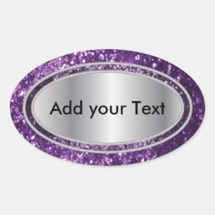 Glitterig Glam Paarse Sparkles Ovale Sticker