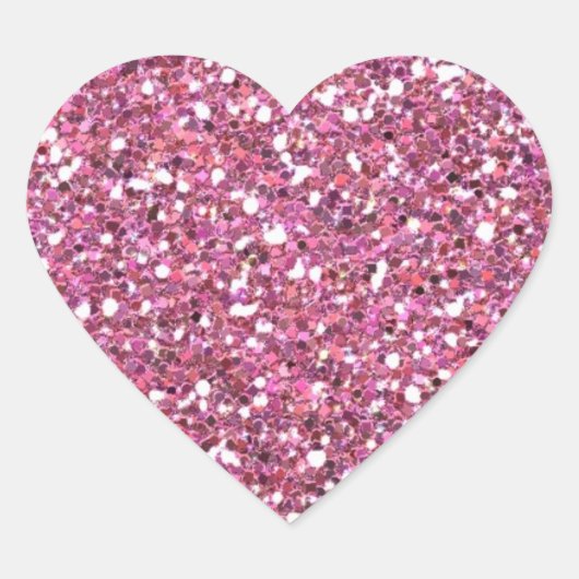 Glitterig glanzend roze glitters hart sticker (Voorkant)