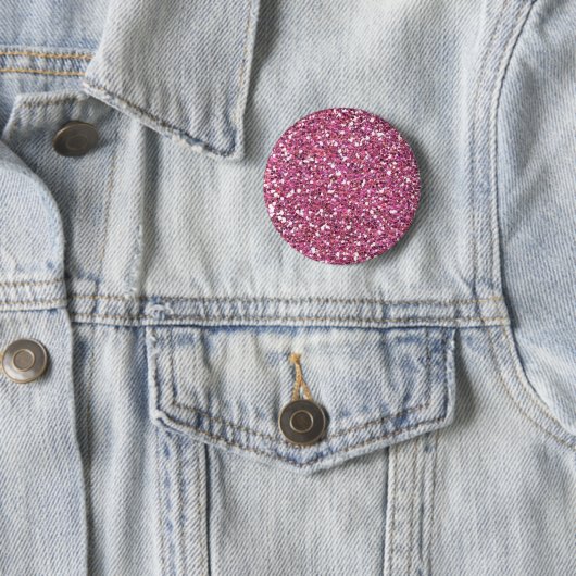 Glitterig glanzend roze glitters ronde button 5,7 cm (In situ)