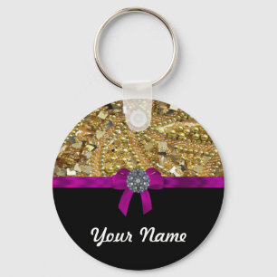 Glitterig goud en zwart sleutelhanger