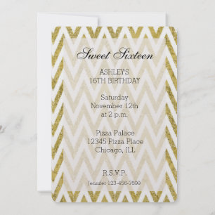 Glitterig Goud Wit Chevron Strepen Zoet Zestien Kaart