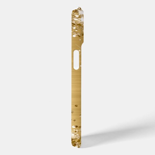 Glitterig Gouden Folie Curly Monogram Case-Mate iPhone Case (Achterkant / Rechts)