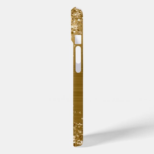 Glitterig Gouden Folie Curly Monogram Case-Mate iPhone Case (Achterkant / Links)