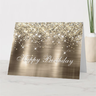 Glitterig Gouden Folie Faux Glitter Monogram Kaart