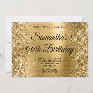 Glitterig Gouden Monogram Verjaardag Kaart
