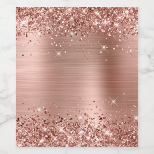 Glitterig Roos Gold Foil leeg Wijn Etiket (Enkel label)