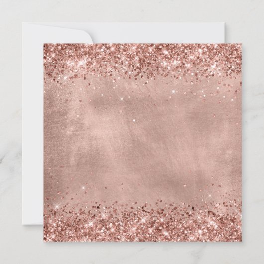 Glitterig Roos Goud Elegant Bruiloft Kaart (Achterkant)