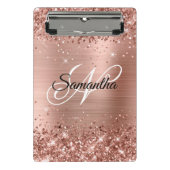 Glitterig Roos Goud Fancy Monogram Mini Klembord (Voorkant)