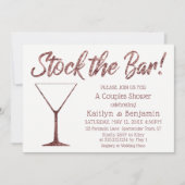 Glitterig Roos Goud Voorraad de Bar Couples Shower Kaart (Voorkant)