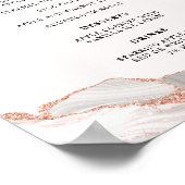 Glitterig Roos Goud Wit Agaat 2 Rand Menu A4 Poster (Hoek)