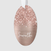 Glitterig Roos Gouden Glam Naam Ovaal Ornament (voorkant)