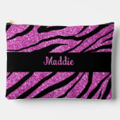Glitterig roze zebra strepen patroon etui (Voorkant)