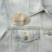 Glitterige Bleke Gouden Folie Rechthoekig Logo Naamplaatje (In situ)