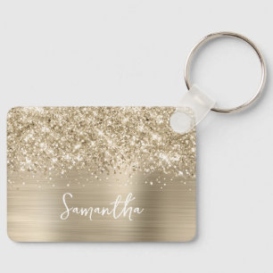 Glitterige Bleke Gouden Glam Naam Sleutelhanger
