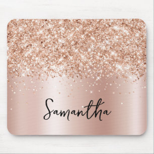 Glitterige Bleke Roze Gouden Schitterende Naam Muismat