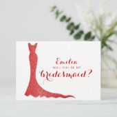 Glitterige bridesmaïde kleding kaart (Staand voorkant)
