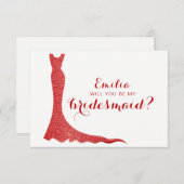 Glitterige bridesmaïde kleding kaart (Voorkant / Achterkant)