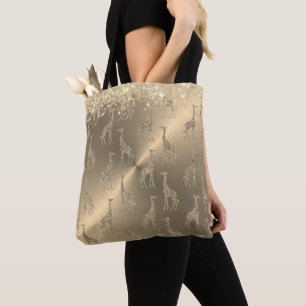 Glitterige Giraffes op Glitzy Gold Draagtas
