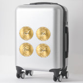Glitterige Gouden 15 cm Cirkelvormige Fantasie Mon Sticker (Koffer)