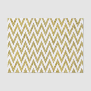 Glitterige gouden en witte Chevron strepen Tissuepapier
