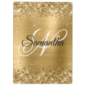 Glitterige Gouden Fantasie Monogram Klembord (Achterkant)